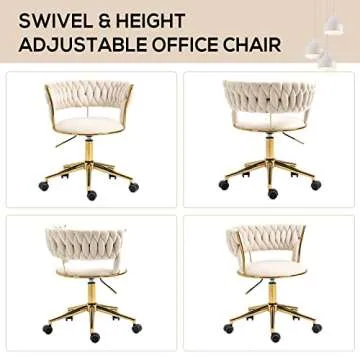 Stylish Velvet Office Desk Chair with Adjustable Height 360 Swivel