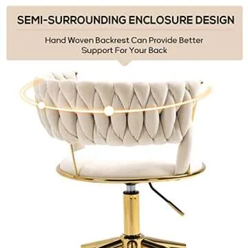 Stylish Velvet Office Desk Chair with Adjustable Height 360 Swivel