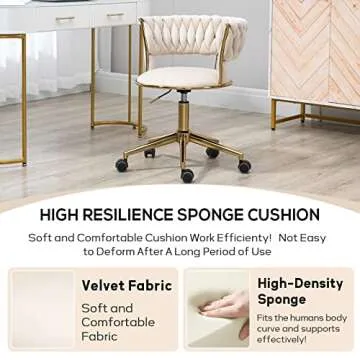 Stylish Velvet Office Desk Chair with Adjustable Height 360 Swivel