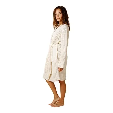 Happy Place Waffle Robe Lightweight Organic Cotton Bathrobe