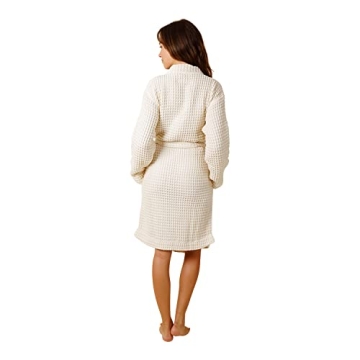 Happy Place Waffle Robe Lightweight Organic Cotton Bathrobe