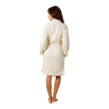 Happy Place Waffle Robe Lightweight Organic Cotton Bathrobe