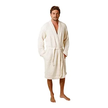 Happy Place Waffle Robe Lightweight Organic Cotton Bathrobe