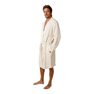 Happy Place Waffle Robe Lightweight Organic Cotton Bathrobe