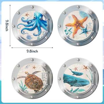 JAPBOR 4PCS Cruise Door Magnet, Refrigerator Car Cruise Ship Magnetic Decal, Sea Animal Magnets Door...
