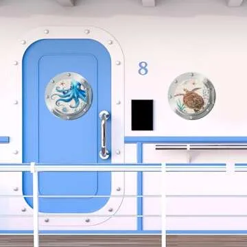 JAPBOR 4PCS Cruise Door Magnet, Refrigerator Car Cruise Ship Magnetic Decal, Sea Animal Magnets Door Decoration, Ocean Turtle Whale Octopus Starfish Fridge Stickers for Home Kitchen Decor (9.8 Inch)