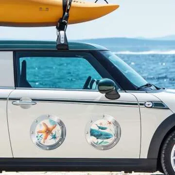 JAPBOR 4PCS Cruise Door Magnet, Refrigerator Car Cruise Ship Magnetic Decal, Sea Animal Magnets Door Decoration, Ocean Turtle Whale Octopus Starfish Fridge Stickers for Home Kitchen Decor (9.8 Inch)