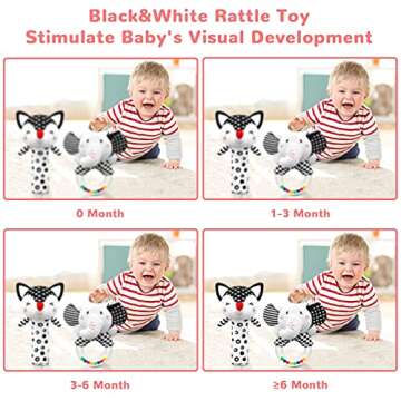 Baby Rattles 0-6 Months Newborn Toys Infant Toys 0-3 Months Rattles for Babies 0-6 Months Baby Toys ...
