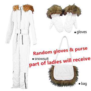 Aoysky Women Winter One Piece Ski Suit Outdoor Sports Snowsuit Fur Collar Coat Jumpsuit with Hoodies Ski Jackets and Pants