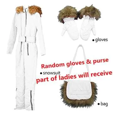 Aoysky Women Winter One Piece Ski Suit Outdoor Sports Snowsuit Fur Collar Coat Jumpsuit with Hoodies Ski Jackets and Pants