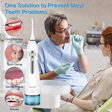TOVENDOR Electric Water Flosser, Cordless Rechargeable Dental Oral Irrigator IPX7 Waterproof 300ML T...