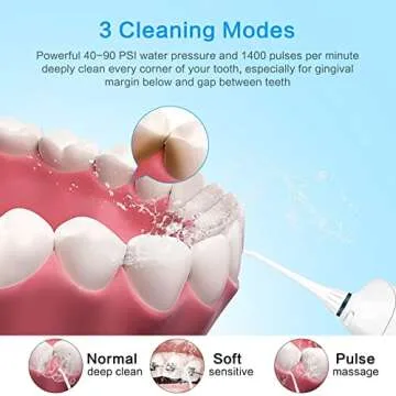 TOVENDOR Electric Water Flosser, Cordless Rechargeable Dental Oral Irrigator IPX7 Waterproof 300ML Travel Water Teeth Cleaner with 5 Tips for Braces Care Teeth Gums Cleaning, Home Office Daily Use