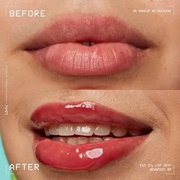 NYX PROFESSIONAL MAKEUP Fat Oil Lip Drip, Moisturizing, Shiny and Vegan Tinted Lip Gloss - Newsfeed (Rose Nude)