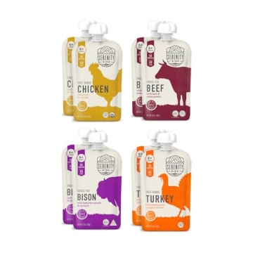 Serenity Kids Baby Food Meat Pouches Variety Pack - 8 Count, 3.5 Ounce BPA-Free