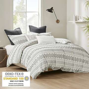 INK+IVY Luxurious Cotton-Bedding Set - Mid Century Trendy Geometric Design, All Season Cozy-Cover Wi...