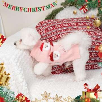 LUBOT Christmas Sweater for Dogs Cute Fun Pink Pullover