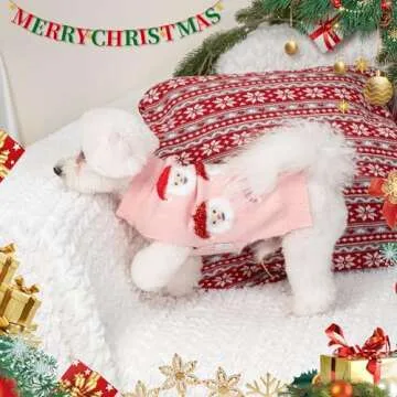 LUBOT Christmas Sweater for Dogs Cute Fun Pink Pullover