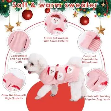 LUBOT Christmas Sweater for Dogs Cute Fun Pink Pullover