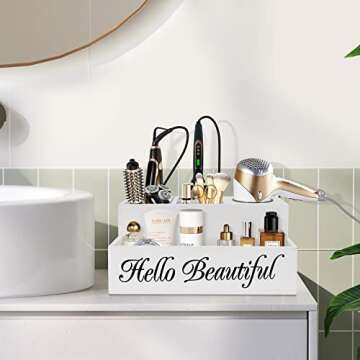 Hair Dryer Holder, Hair Tool Organizer Wall Mounted, Wood Bathroom Blow Dryer Holder and Vanity Orga...