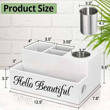 Hair Dryer Holder, Hair Tool Organizer Wall Mounted, Wood Bathroom Blow Dryer Holder and Vanity Organizer, Bathroom Countertop Organizer for Bathroom Accessories, Makeup Storage Wall Mounted