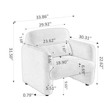 VASOENY 33.86" Accent Chairs, Modern Sherpa Lamb Fabric Armed Chair Comfy Upholstered Armchair Leisu...