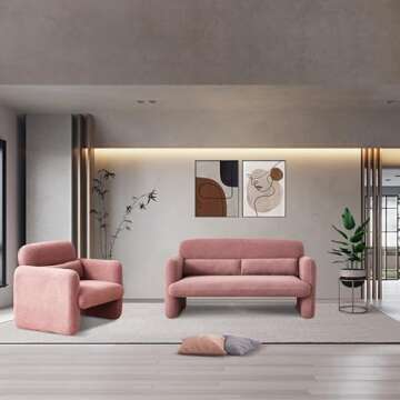 VASOENY 33.86" Accent Chairs, Modern Sherpa Lamb Fabric Armed Chair Comfy Upholstered Armchair Leisure Single Sofa Chair with a Waist Pillow for Bedroom, Office and Living Room