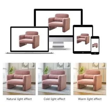 VASOENY 33.86" Accent Chairs, Modern Sherpa Lamb Fabric Armed Chair Comfy Upholstered Armchair Leisure Single Sofa Chair with a Waist Pillow for Bedroom, Office and Living Room