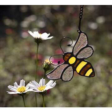 Stunning HAOSUM Bumble Bee Stained Glass Suncatcher for Home Decor and Gifts