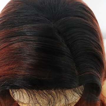 Ebingoo +Wig Cap 26 Inch Omber Copper Red Lace Front Wig with Dark Roots Long Copper Red Wigs with Baby Hair Synthetic Hair for Women Girls Daily Wear