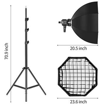 GVM 80W Video Light, Studio Lights for Photography, Softbox Lighting Kit with Bowens Mount, CRI97+ 5600K Colour Temperature , 22in Softbox, Tripod Stand, YouTube, Video, Wedding