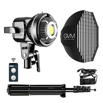 GVM 80W Video Light, Studio Lights for Photography, Softbox Lighting Kit with Bowens Mount, CRI97+ 5600K Colour Temperature , 22in Softbox, Tripod Stand, YouTube, Video, Wedding