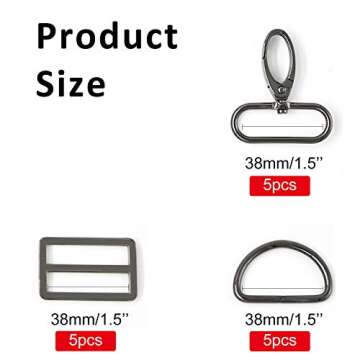 MELORDY 15Pcs Metal Swivel Snaps Hooks with D Rings and Tri-Glides Slide Buckles for Key Lanyard Pur...