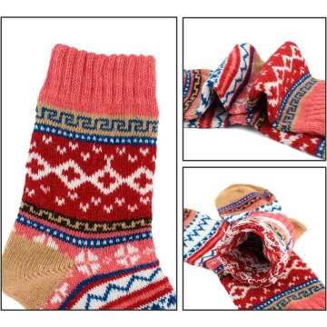Vintage Winter Warm Thick Knit Wool Crew Socks