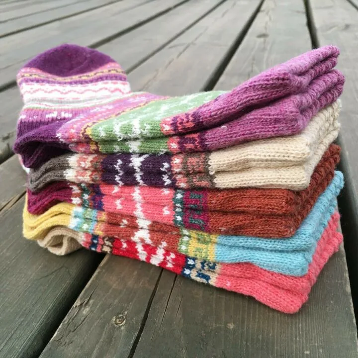 Vintage Winter Warm Thick Knit Wool Crew Socks