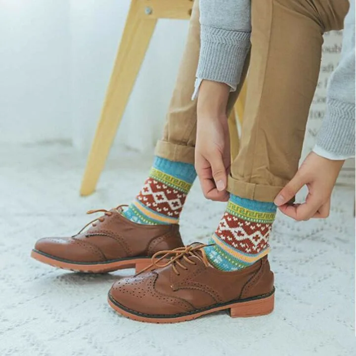 Vintage Winter Warm Thick Knit Wool Crew Socks