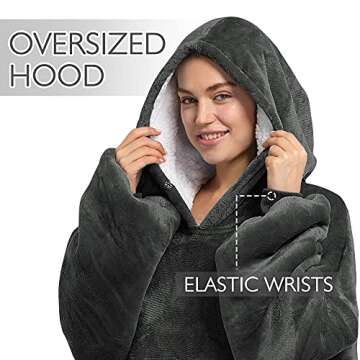 Catalonia Oversized Wearable Blanket Hoodie Sweatshirt, Comfortable Sherpa Lounging Pullover for Adults Men Women Teenagers Wife Girlfriend Gift