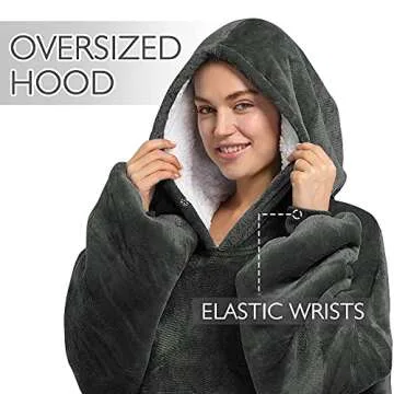 Catalonia Oversized Wearable Blanket Hoodie Sweatshirt, Comfortable Sherpa Lounging Pullover for Adults Men Women Teenagers Wife Girlfriend Gift