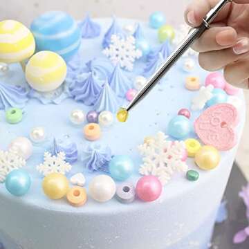 Sprinkle Pen, Pearl Grabber, Sugar Bead Pick-up Tool, Dragee Holder with 4-Prong, Edible Candy Catcher with 4 Claw for Cake, Cupcake, Ice Cream Baking Decoration, HIFUNBK
