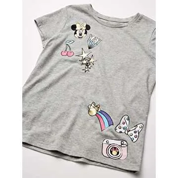 Amazon Essentials Disney | Marvel | Star Wars | Frozen | Princess Girls' Short-Sleeve T-Shirts, Pack of 4, Minnie/Girl Power, X-Small