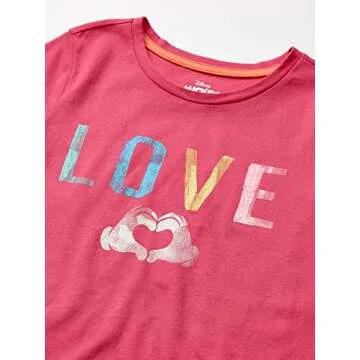 Amazon Essentials Disney | Marvel | Star Wars | Frozen | Princess Girls' Short-Sleeve T-Shirts, Pack of 4, Minnie/Girl Power, X-Small