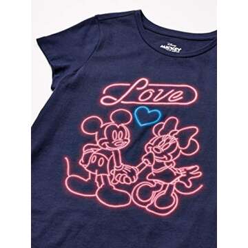 Amazon Essentials Disney | Marvel | Star Wars | Frozen | Princess Girls' Short-Sleeve T-Shirts, Pack of 4, Minnie/Girl Power, X-Small