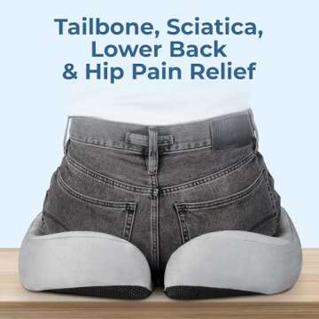 Large Seat Cushion for Office Chairs - Fits 22"x 20" Seats, Tailbone Pain Relief - Butt, & Coccyx, H...