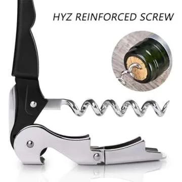 HYZ 4-Pack Wine Opener Waiter Corkscrew, Professional Wine Key for Servers, Bartender with Foil Cutter, Manual Wine Bottle Opener Double Hinged (Black)