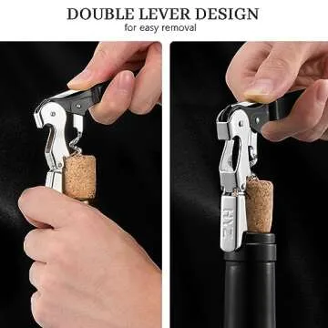 HYZ 4-Pack Wine Opener Waiter Corkscrew, Professional Wine Key for Servers, Bartender with Foil Cutter, Manual Wine Bottle Opener Double Hinged (Black)