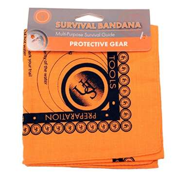 UST Survival Bandana with Heavy Duty Construction, Easy to Read Tips and High Vis Orange for Backpac...