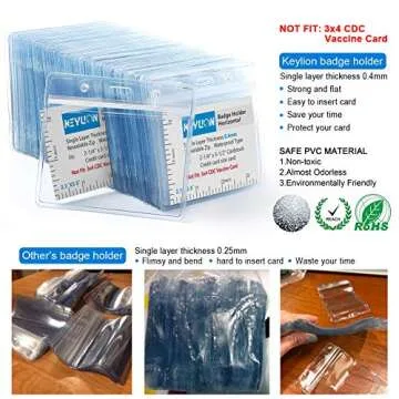 KEYLION 10 Pack Horizontal Name Tag ID Card Holders, Heavy Duty Clear Plastic Sleeve Cover w Waterproof Resealable Zip, fit 5 pcs Credit Card Size Cards or 3.5" x 2.5" Name Badge Inserts