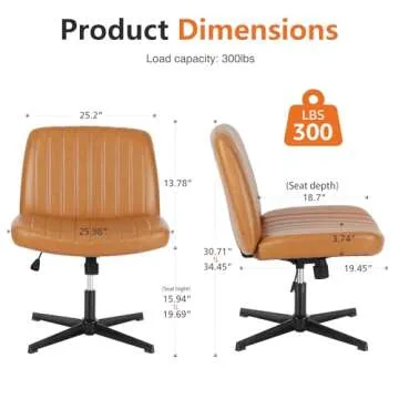Sweetcrispy Office Chair No Wheels - Armless Desk Chair No Wheels Cross Legged Office Chair Wide Swivel Home Office Desk Chairs