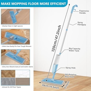 MEXERRIS Spray Mop for All Floor Cleaning Needs - 3 Pads Included