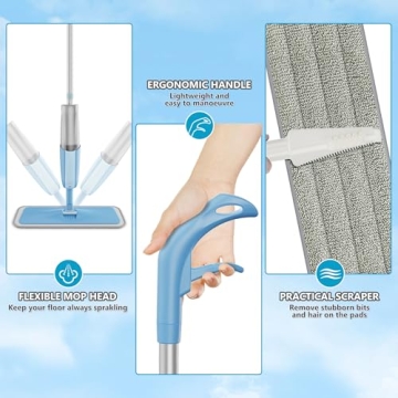 MEXERRIS Spray Mop for All Floor Cleaning Needs - 3 Pads Included