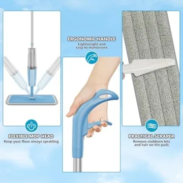 MEXERRIS Spray Mop for All Floor Cleaning Needs - 3 Pads Included